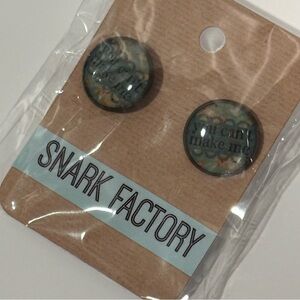 NWT Snark Factory "You Can't Make Me" multicolor graphic stud earrings